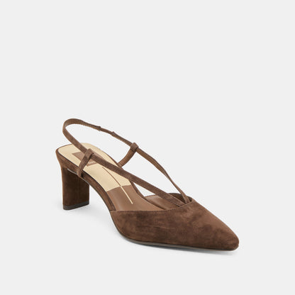 Ginay Dk Brown Suede Heels | Dolce Vita