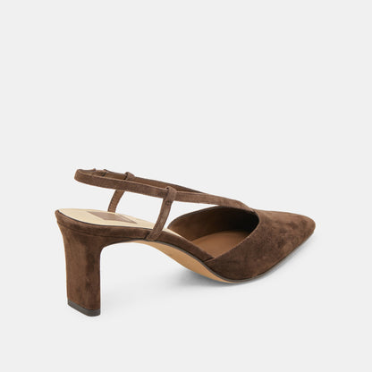 Ginay Dk Brown Suede Heels | Dolce Vita
