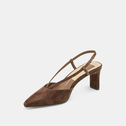 Ginay Dk Brown Suede Heels | Dolce Vita