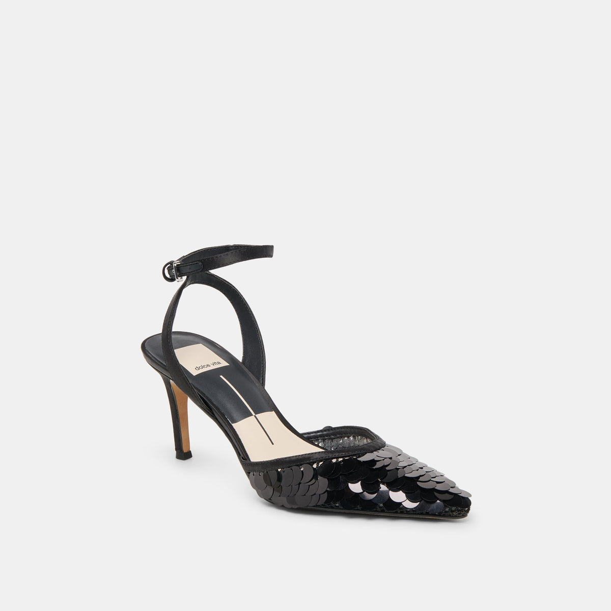 Elizza Confetti Onyx Woven Mesh Heels | Dolce Vita