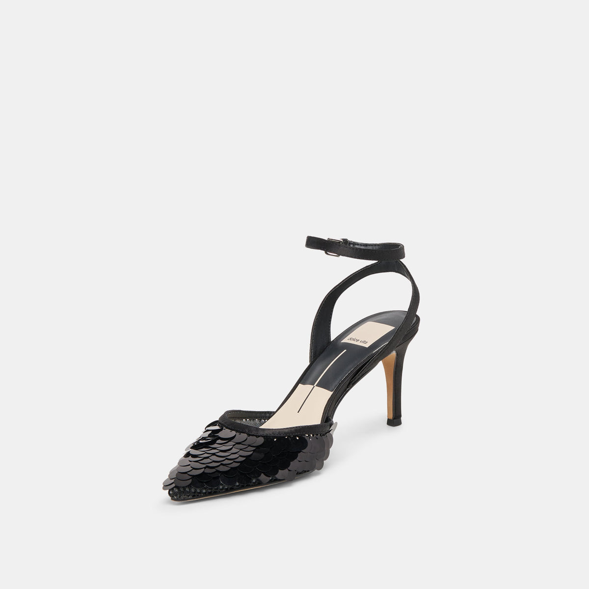 Elizza Confetti Onyx Woven Mesh Heels | Dolce Vita