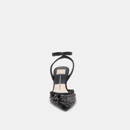 Elizza Confetti Onyx Woven Mesh Heels | Dolce Vita