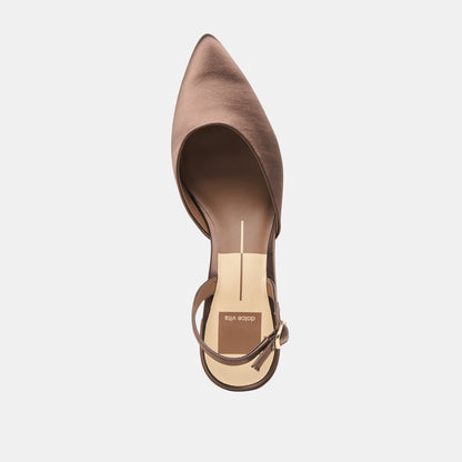 Carel Dk Brown Satin Heels | Dolce Vita