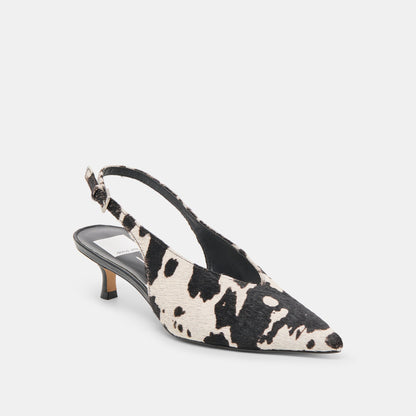 Alenna Black White Taurus Calf Hair Heels | Dolce Vita