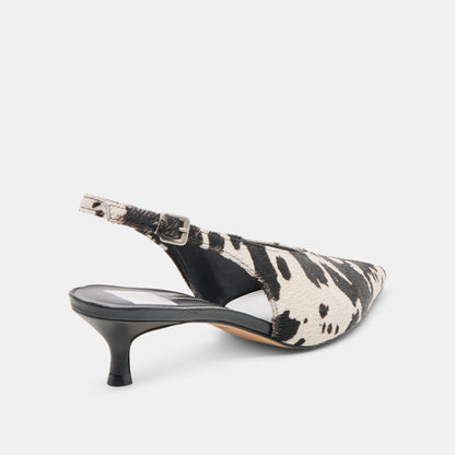 Alenna Black White Taurus Calf Hair Heels | Dolce Vita