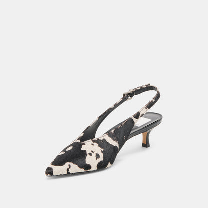 Alenna Black White Taurus Calf Hair Heels | Dolce Vita