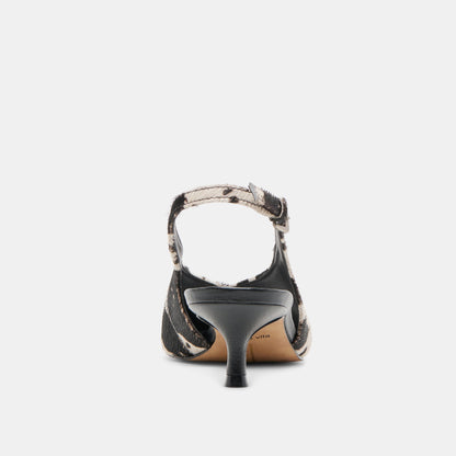 Alenna Black White Taurus Calf Hair Heels | Dolce Vita