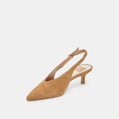 Alenna Lt Brown Suede Heels | Dolce Vita