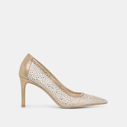 Kashe Crystal Lt Gold Mesh Heels | Dolce Vita