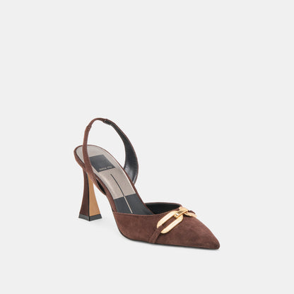 Malik Mahogany Nubuck Heels | Dolce Vita