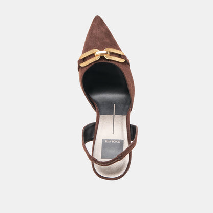 Malik Mahogany Nubuck Heels | Dolce Vita