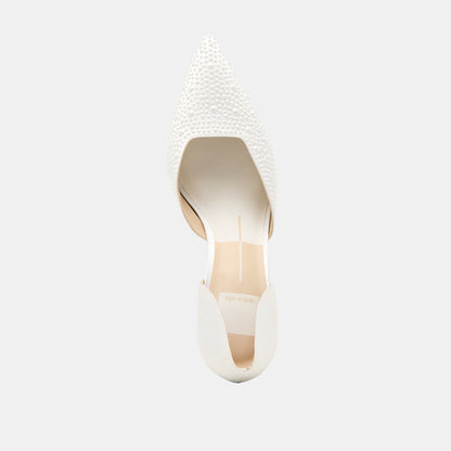Eloy Pearl Off White Satin Heels | Dolce Vita