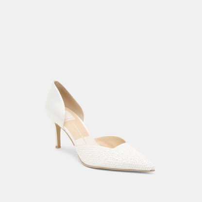 Eloy Pearl Off White Satin Heels | Dolce Vita