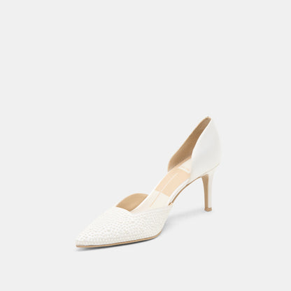 Eloy Pearl Off White Satin Heels | Dolce Vita