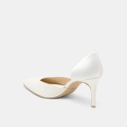 Eloy Pearl Off White Satin Heels | Dolce Vita