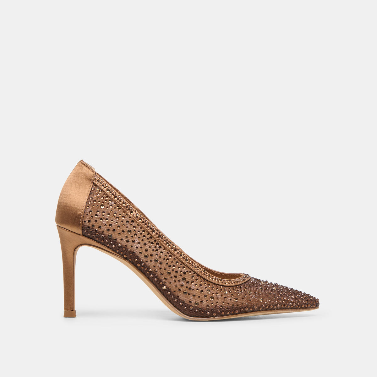 Kashe Crystal Mid Brown Mesh Heels | Dolce Vita