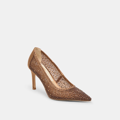 Kashe Crystal Mid Brown Mesh Heels | Dolce Vita