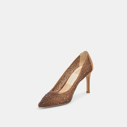 Kashe Crystal Mid Brown Mesh Heels | Dolce Vita
