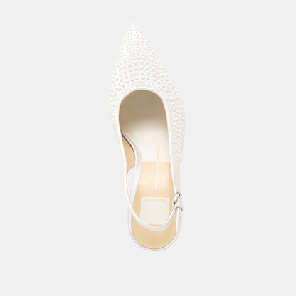 Elasi Pearl Off White Satin Heels | Dolce Vita