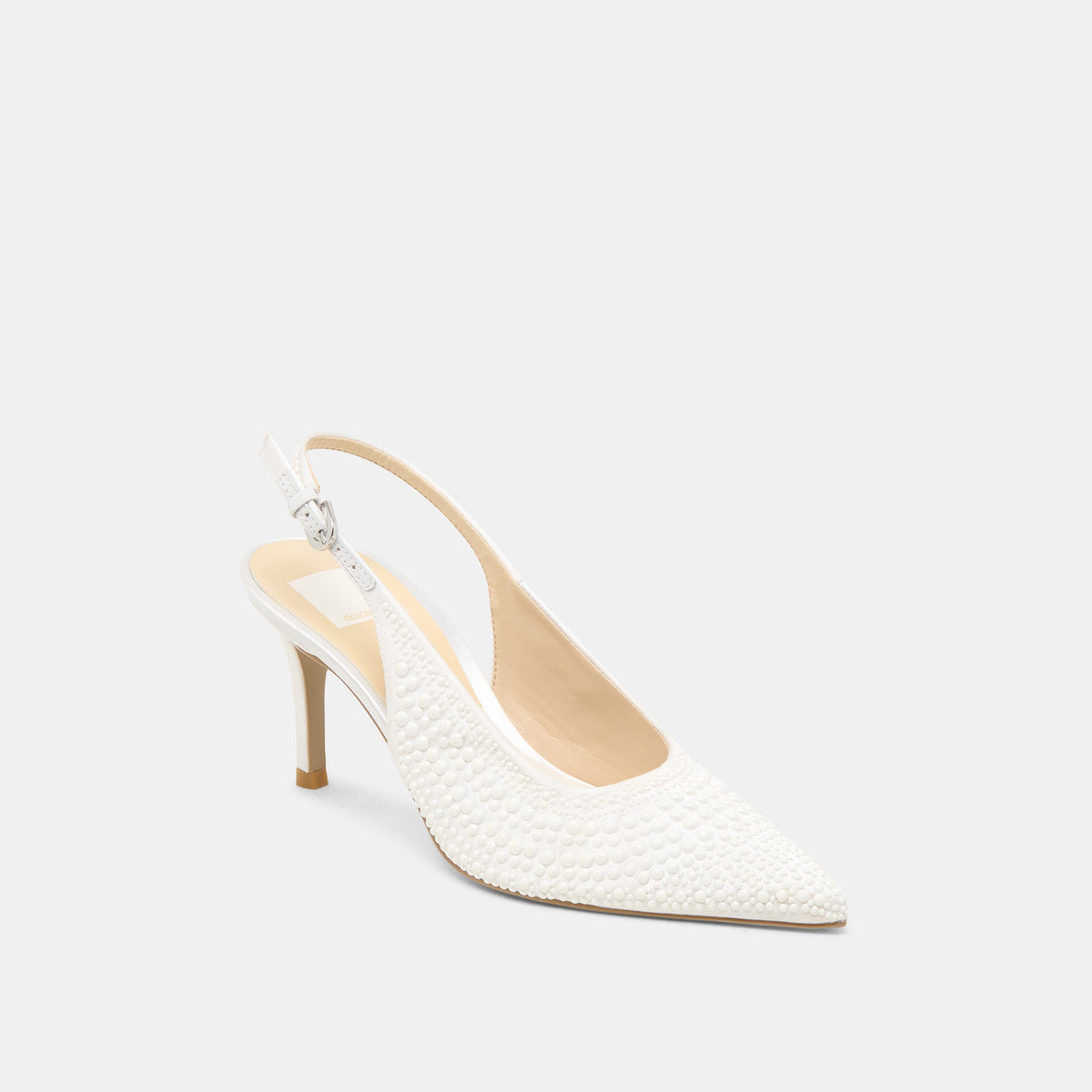 Elasi Pearl Off White Satin Heels | Dolce Vita