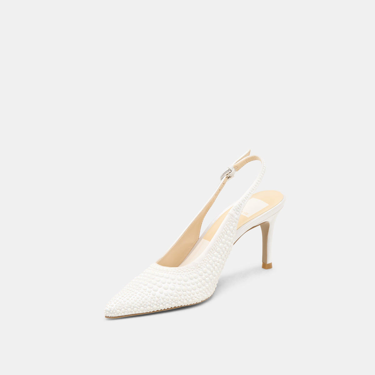 Elasi Pearl Off White Satin Heels | Dolce Vita