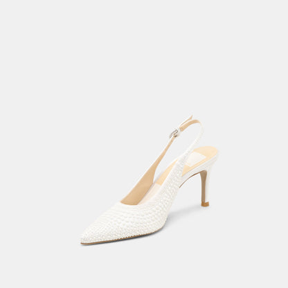 Elasi Pearl Off White Satin Heels | Dolce Vita