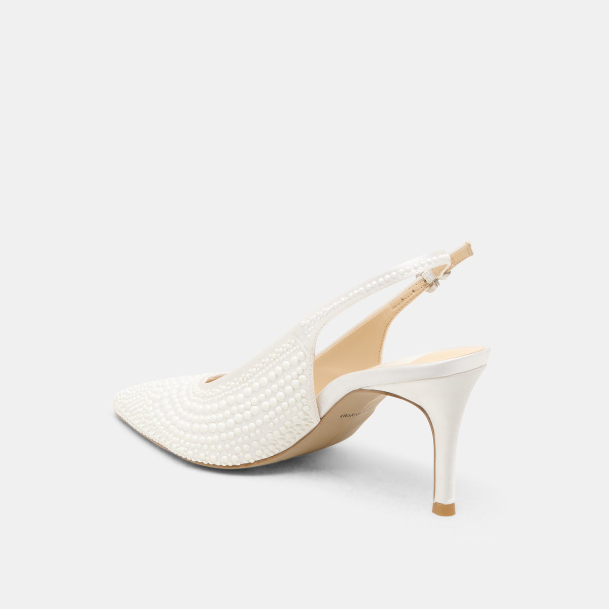 Elasi Pearl Off White Satin Heels | Dolce Vita