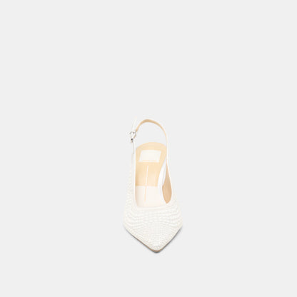 Elasi Pearl Off White Satin Heels | Dolce Vita
