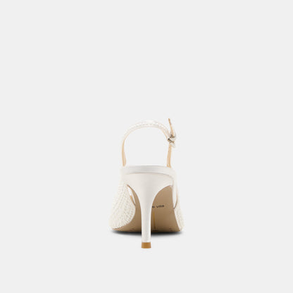 Elasi Pearl Off White Satin Heels | Dolce Vita
