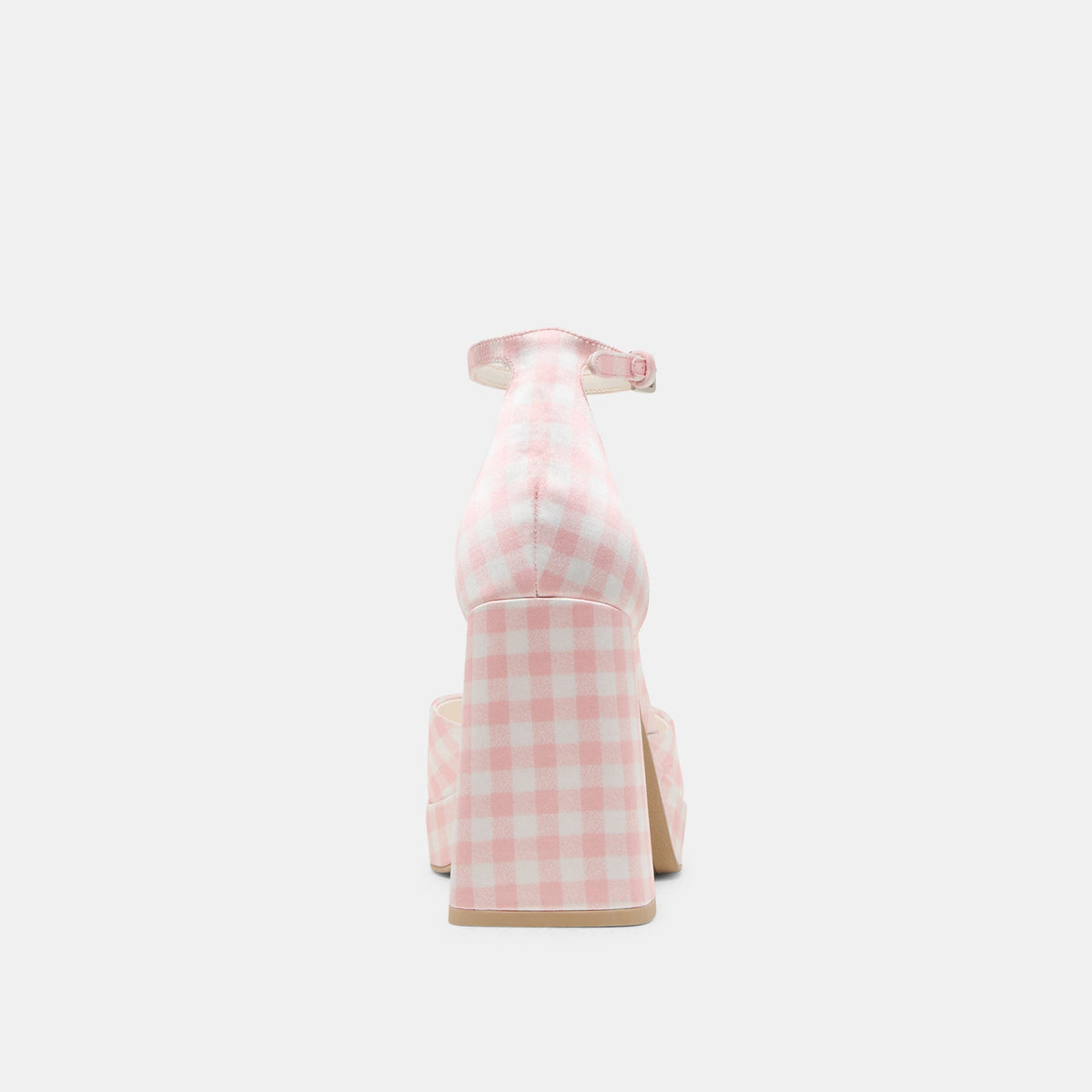 Pandro X Byrdie Golf Pink Plaid Gingham Wide Heels | Dolce Vita