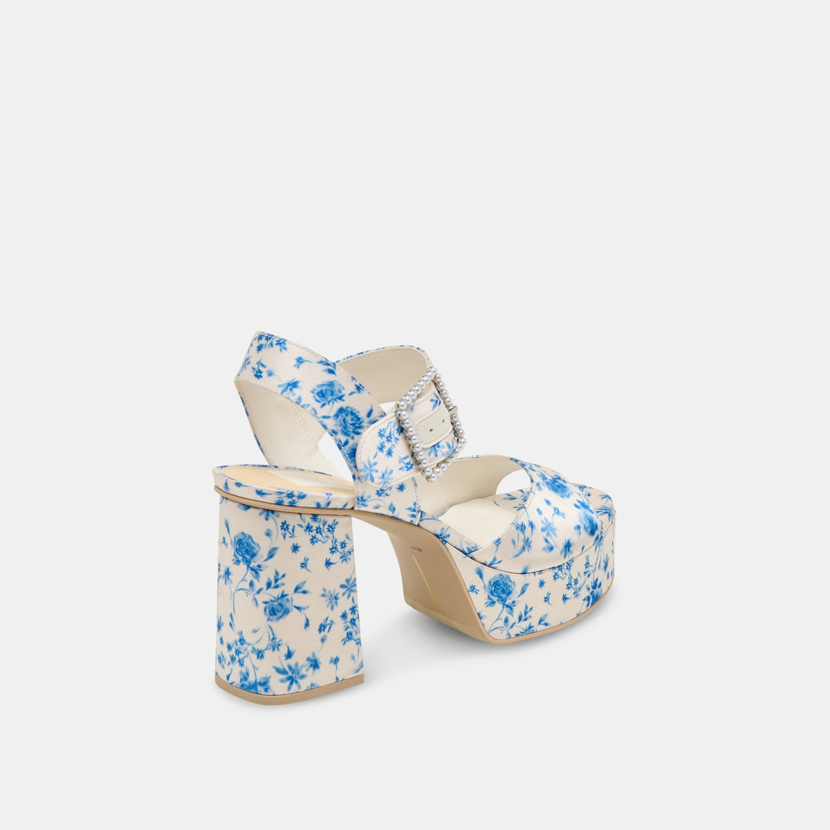 Bobby Pearl Blue Floral Satin Heels | Dolce Vita