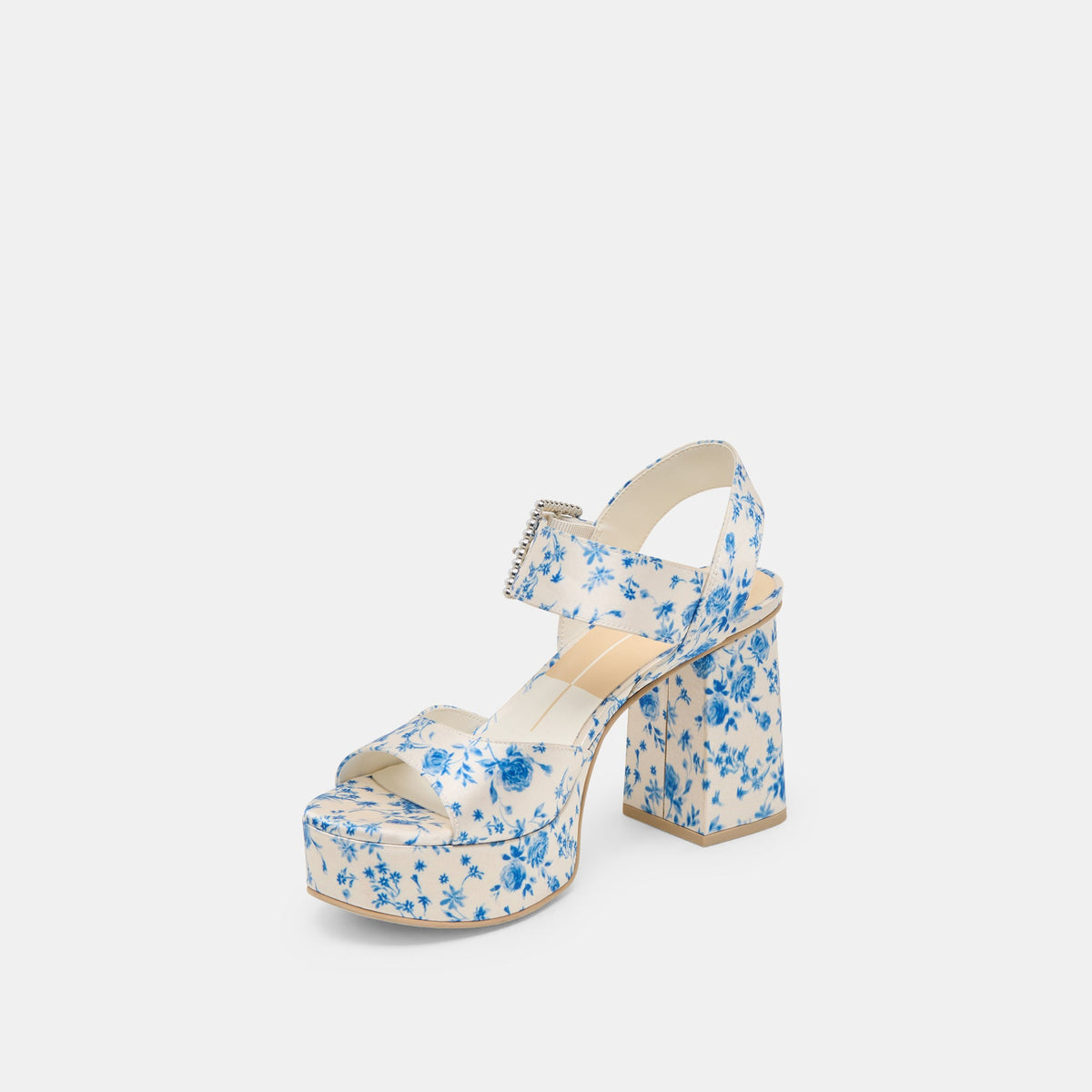 Bobby Pearl Blue Floral Satin Heels | Dolce Vita