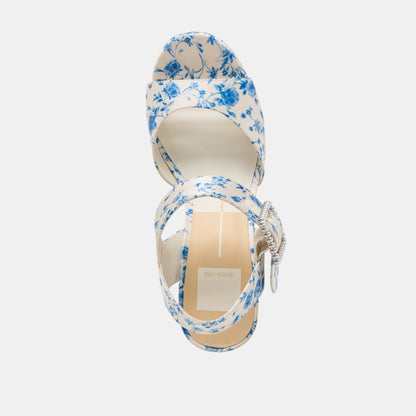 Bobby Pearl Blue Floral Satin Heels | Dolce Vita