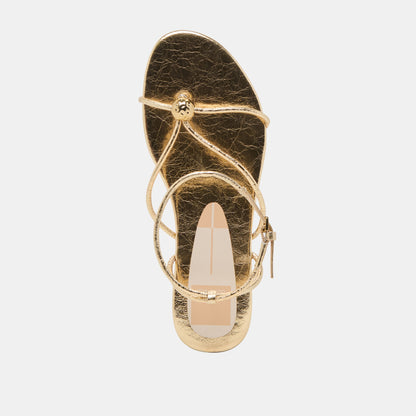 Kenley Gold Leather Sandals | Dolce Vita
