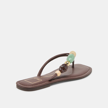 Cely Dk Brown Leather Sandals | Dolce Vita