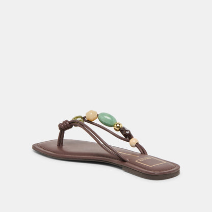 Cely Dk Brown Leather Sandals | Dolce Vita