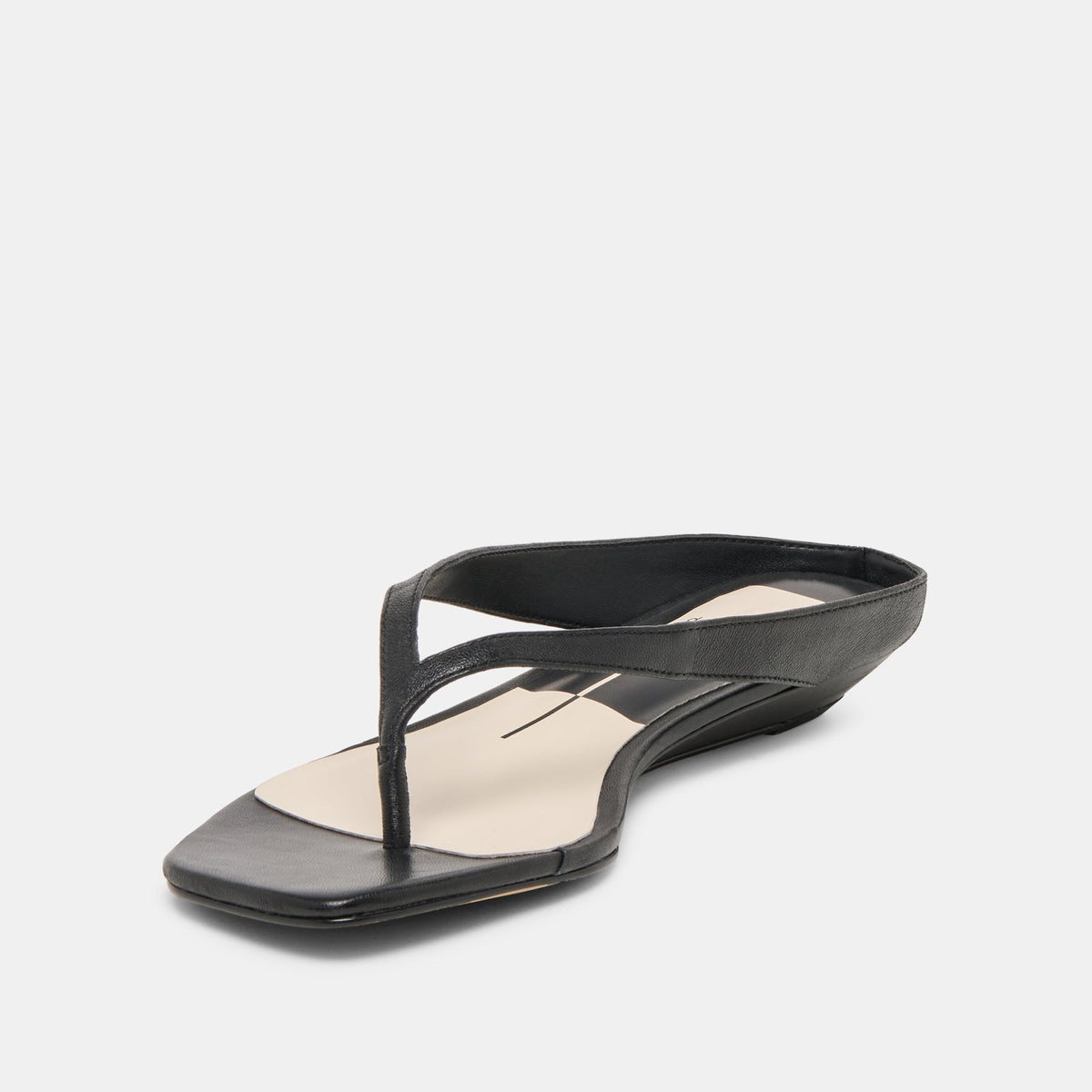 GIZEL Black Leather Thong Square-Toe Sandals | Dolce Vita