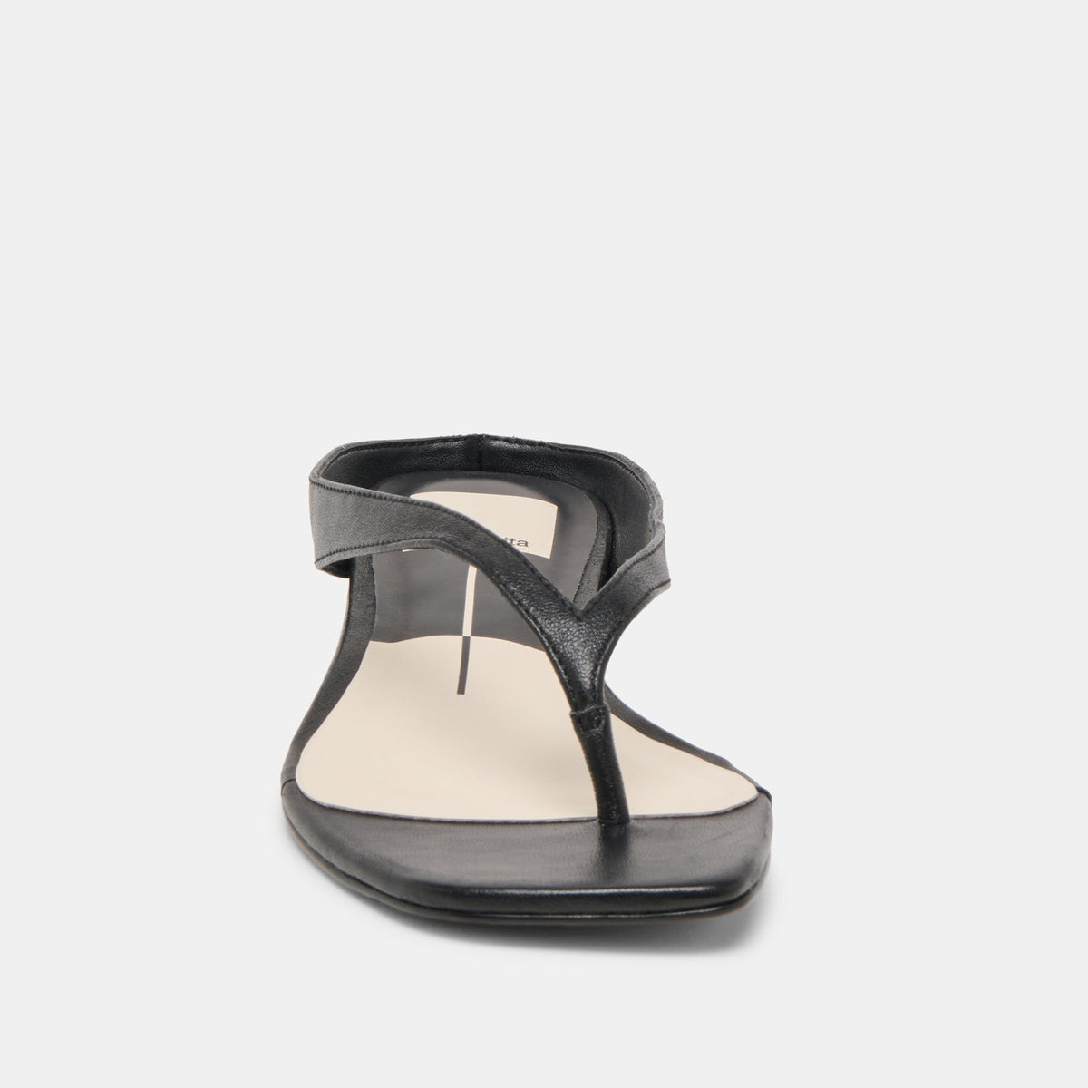 GIZEL Black Leather Thong Square-Toe Sandals | Dolce Vita