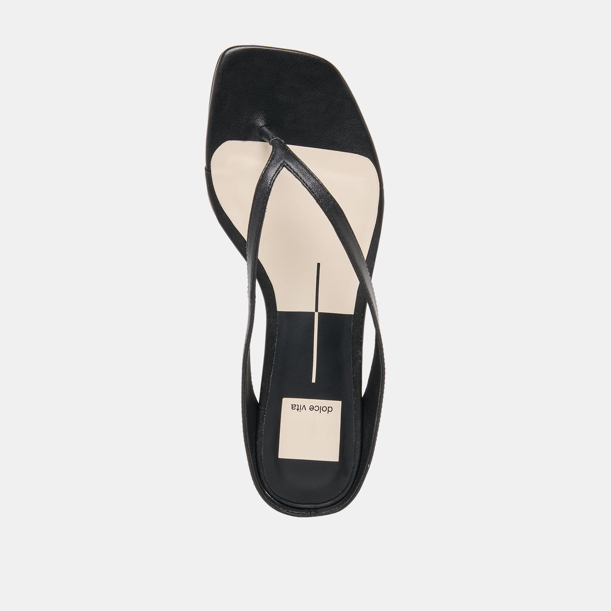 GIZEL Black Leather Thong Square-Toe Sandals | Dolce Vita