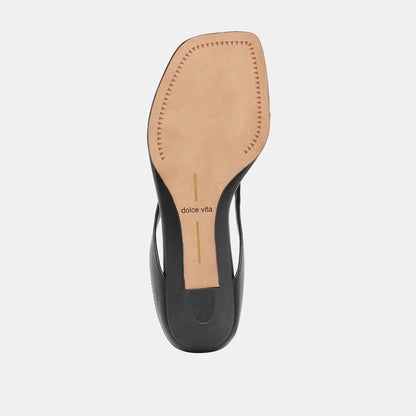 GIZEL Black Leather Thong Square-Toe Sandals | Dolce Vita