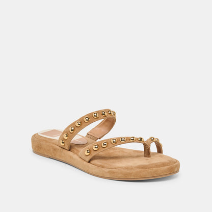 Amary Stud Lt Brown Suede Sandals | Dolce Vita