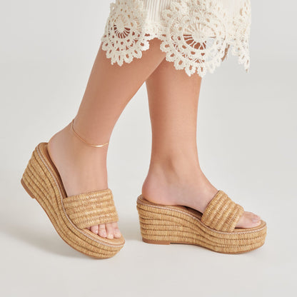 Throne Lt Natural Raffia Wedges | Dolce Vita