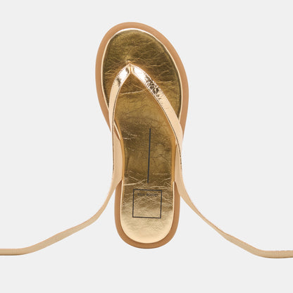Jayden Gold Distressed Leather Sandals | Dolce Vita