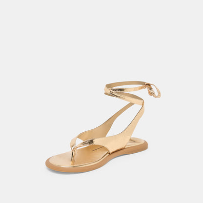 Jayden Gold Distressed Leather Sandals | Dolce Vita