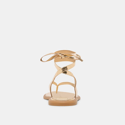 Jayden Gold Distressed Leather Sandals | Dolce Vita