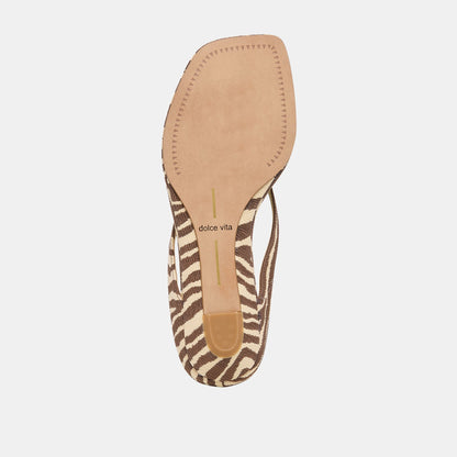 GIZEL Beige Zebra Raffia Thong Square-Toe Sandals | Dolce Vita
