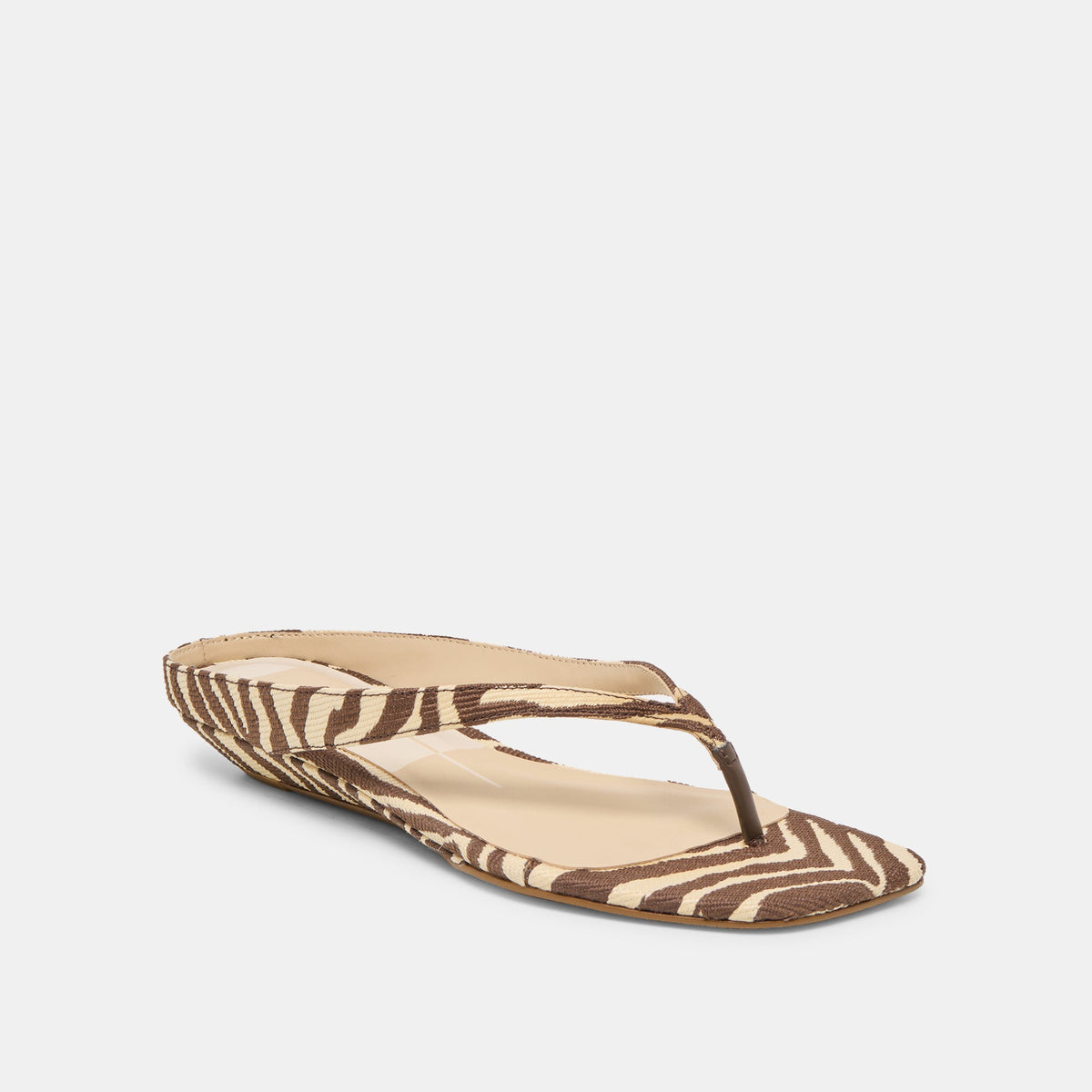 GIZEL Beige Zebra Raffia Thong Square-Toe Sandals | Dolce Vita