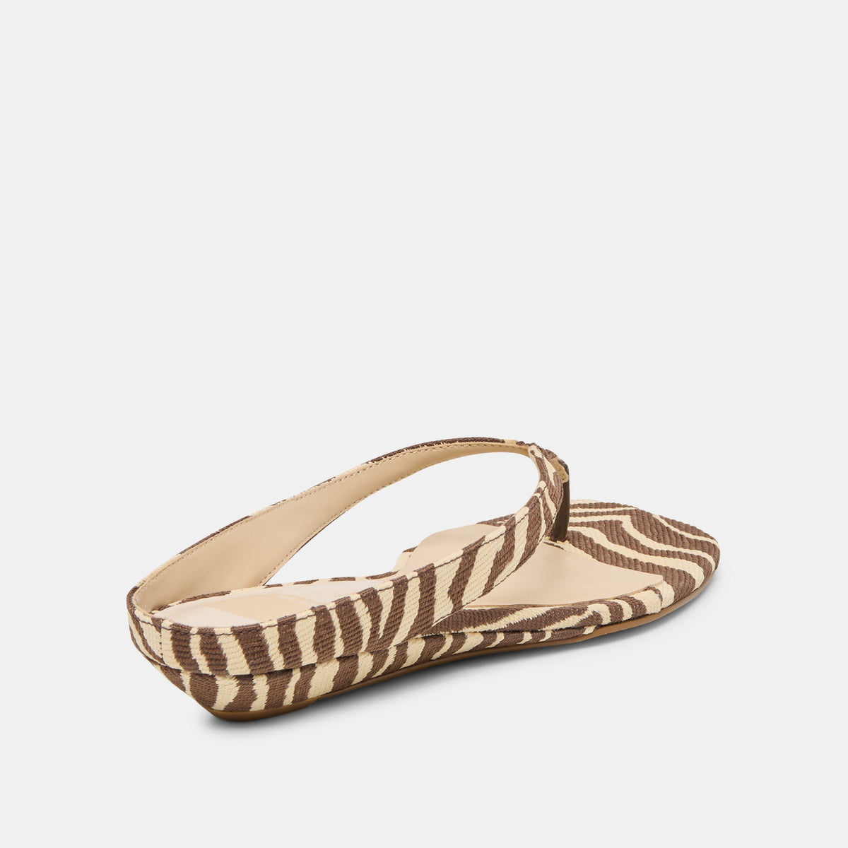 GIZEL Beige Zebra Raffia Thong Square-Toe Sandals | Dolce Vita