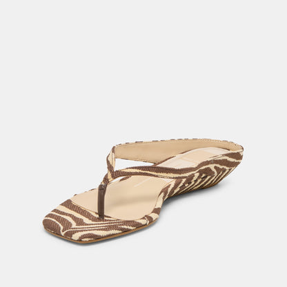 GIZEL Beige Zebra Raffia Thong Square-Toe Sandals | Dolce Vita