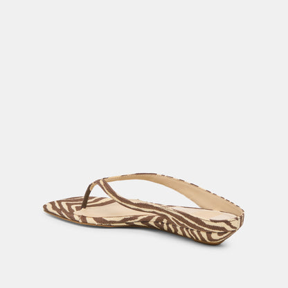 GIZEL Beige Zebra Raffia Thong Square-Toe Sandals | Dolce Vita